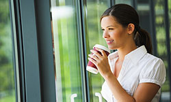 office worker on a coffee break